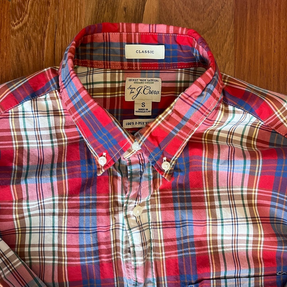 J. Crew Red Blue Plaid Button-Down Shirt